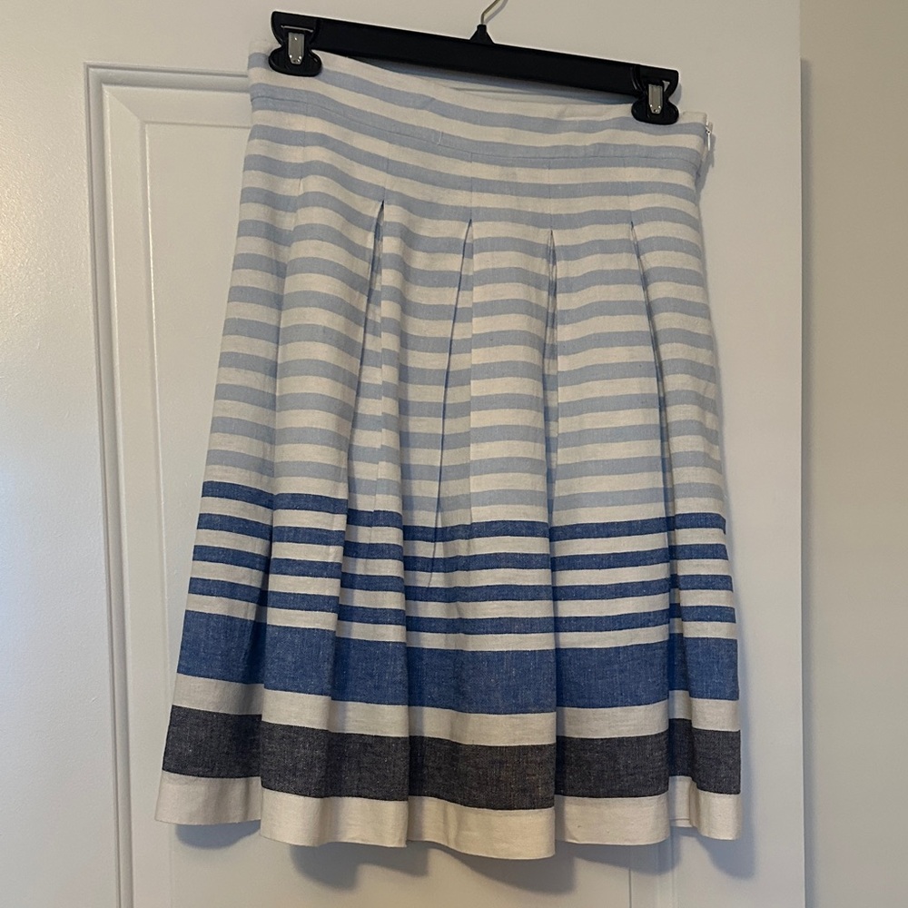 Christopher & Banks Blue and White Striped A-Line Skirt